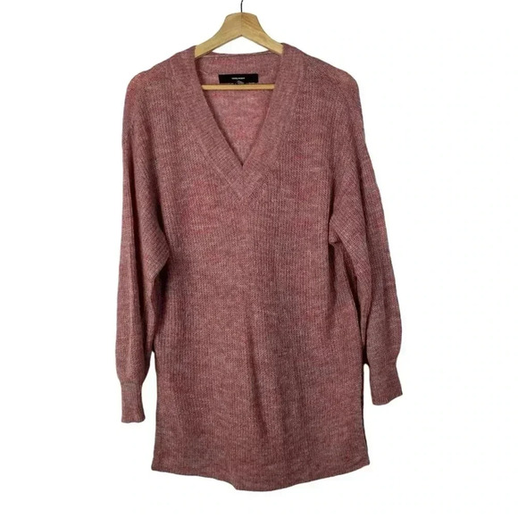 Vero Moda Pink Vilma Knit V Neck Long Slit Sweater S - Picture 2 of 6